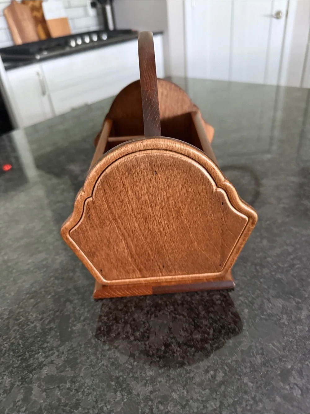 Vintage Solid Wood Divided Carry Caddy Organizer Napkins Mail Holder Farmhouse